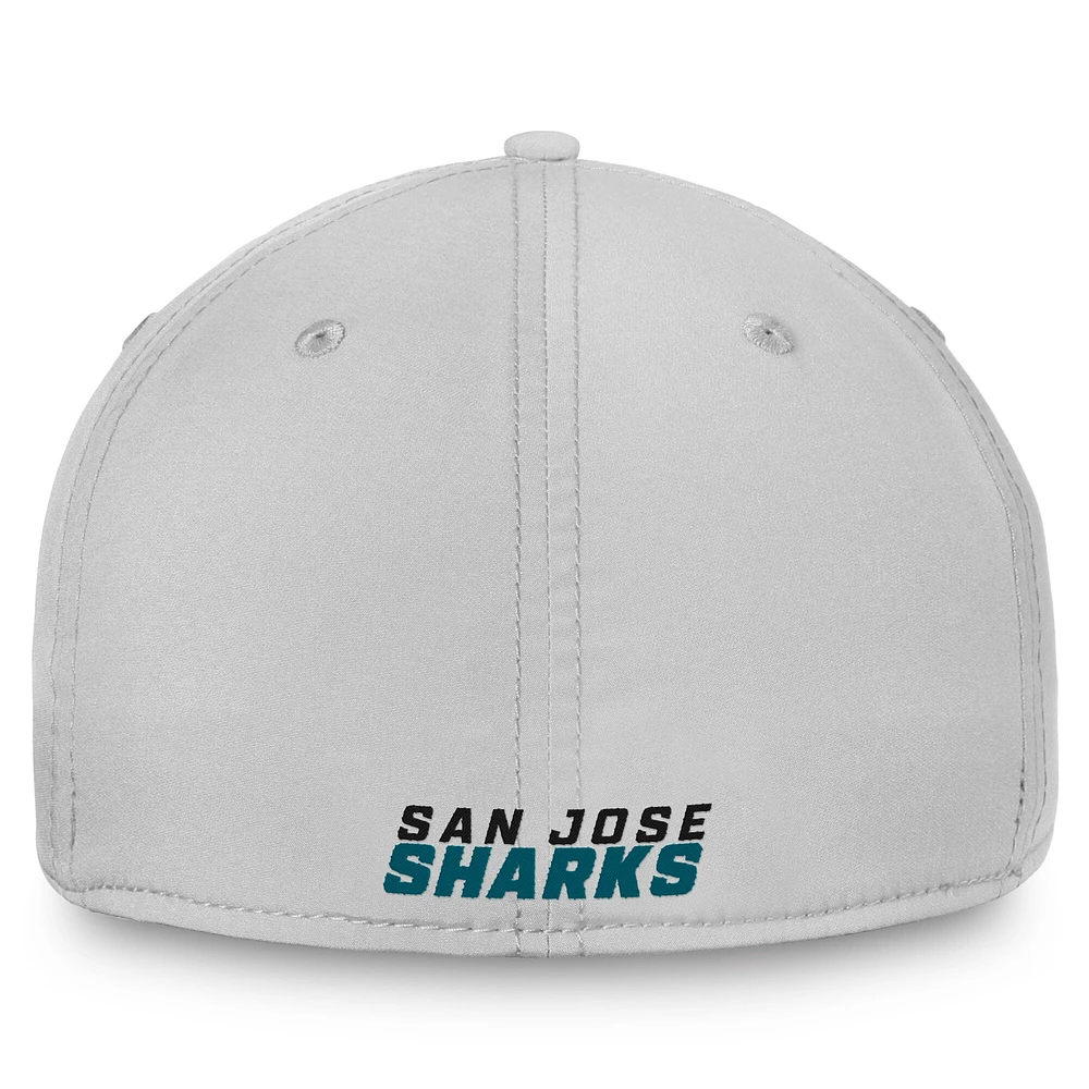 Casquette Fanatics Core Flex grise avec logo principal des Sharks de San Jose pour hommes
