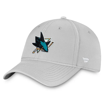 Casquette Fanatics Core Flex grise avec logo principal des Sharks de San Jose pour hommes