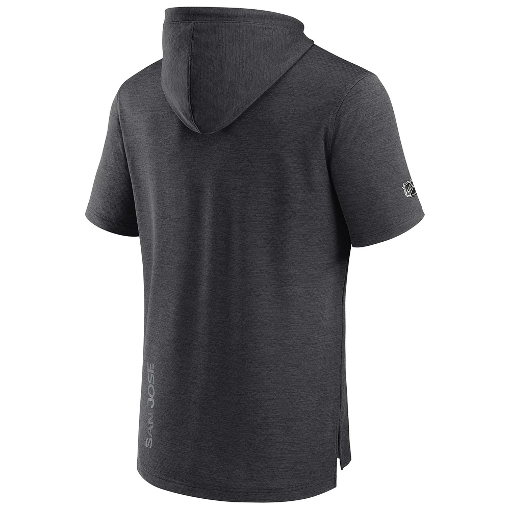 Sweat à capuche authentique Pro Fanatics Heather Charcoal des Sharks de San Jose pour homme