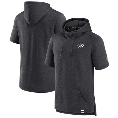 Sweat à capuche authentique Pro Fanatics Heather Charcoal des Sharks de San Jose pour homme