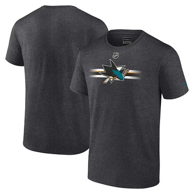 T-shirt secondaire authentique Pro des Sharks de San Jose Fanatics Heather Charcoal pour hommes