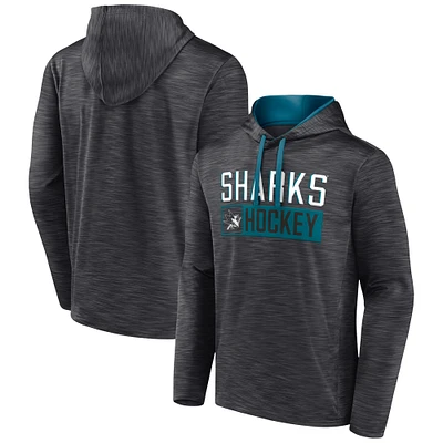 Chandail à capuchon rasage de près Fanatics Heather Charcoal pour hommes, San Jose Sharks