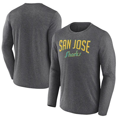 Men's Fanatics Heather Charcoal San Jose Sharks Special Edition 2.0 Scoring Chance Long Sleeve T-Shirt