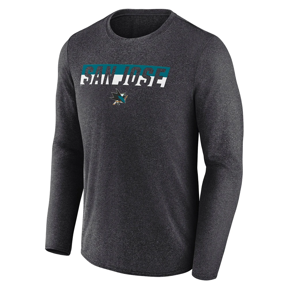 Men's Fanatics Heather Charcoal San Jose Sharks Transition Long Sleeve T-Shirt