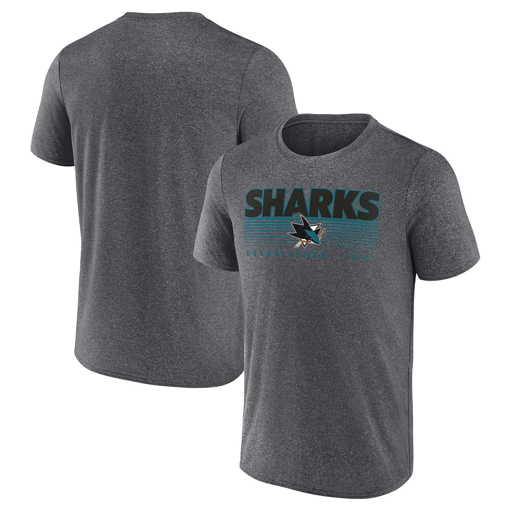 Men's Fanatics Heathered Charcoal San Jose Sharks Prodigy Performance T-Shirt