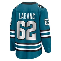 Fanatics pour hommes Kevin Labanc Sarcelle San Jose Sharks Maillot de joueur échappé à domicile