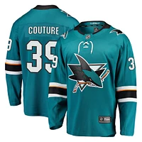 Fanatics Logan Couture pour hommes, bleu sarcelle, San Jose Sharks 2021/22, maillot de joueur Breakaway Premier à domicile