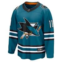 Fanatics pour hommes Luke Kunin Sarcelle San Jose Sharks Maillot de joueur échappé à domicile