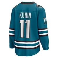 Fanatics pour hommes Luke Kunin Sarcelle San Jose Sharks Maillot de joueur échappé à domicile