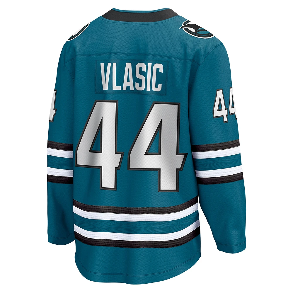 Fanatics pour hommes Marc-Edouard Vlasic Sarcelle San Jose Sharks Maillot de joueur échappé à domicile