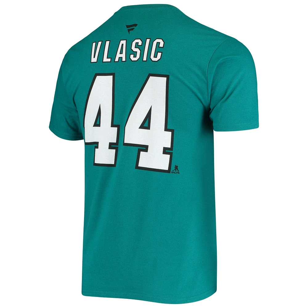 Men's Fanatics Marc-Edouard Vlasic Teal San Jose Sharks Player Name and Number T-Shirt