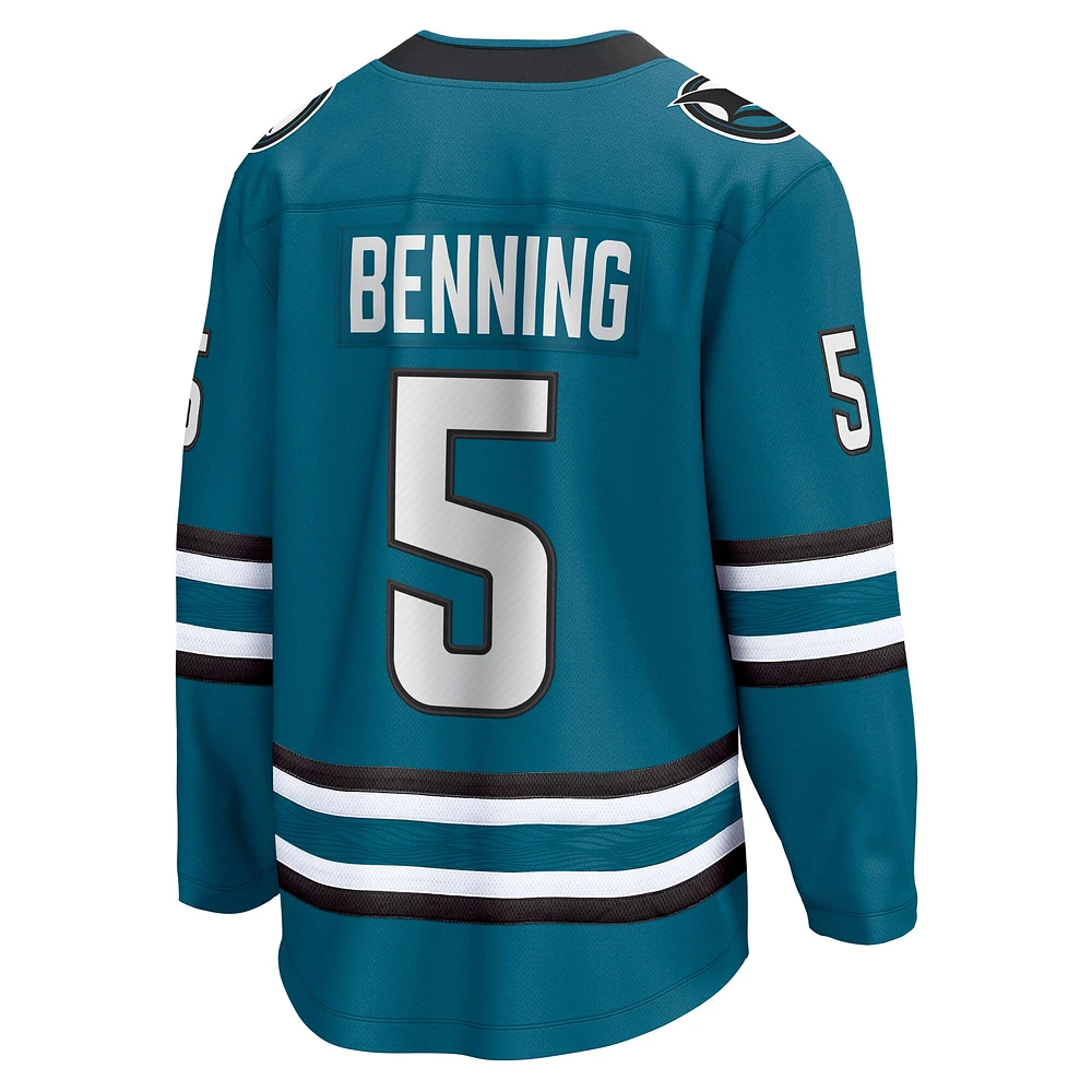 Maillot Fanatics Matt Benning Sarcelle San Jose Sharks Home Breakaway pour hommes