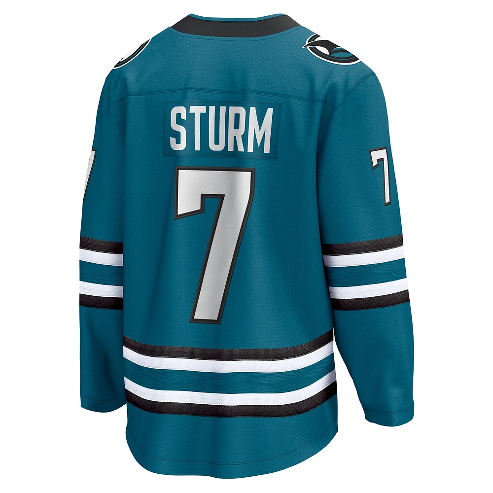 Maillot Fanatics Nico Sturm Sarcelle San Jose Sharks Home Breakaway pour hommes