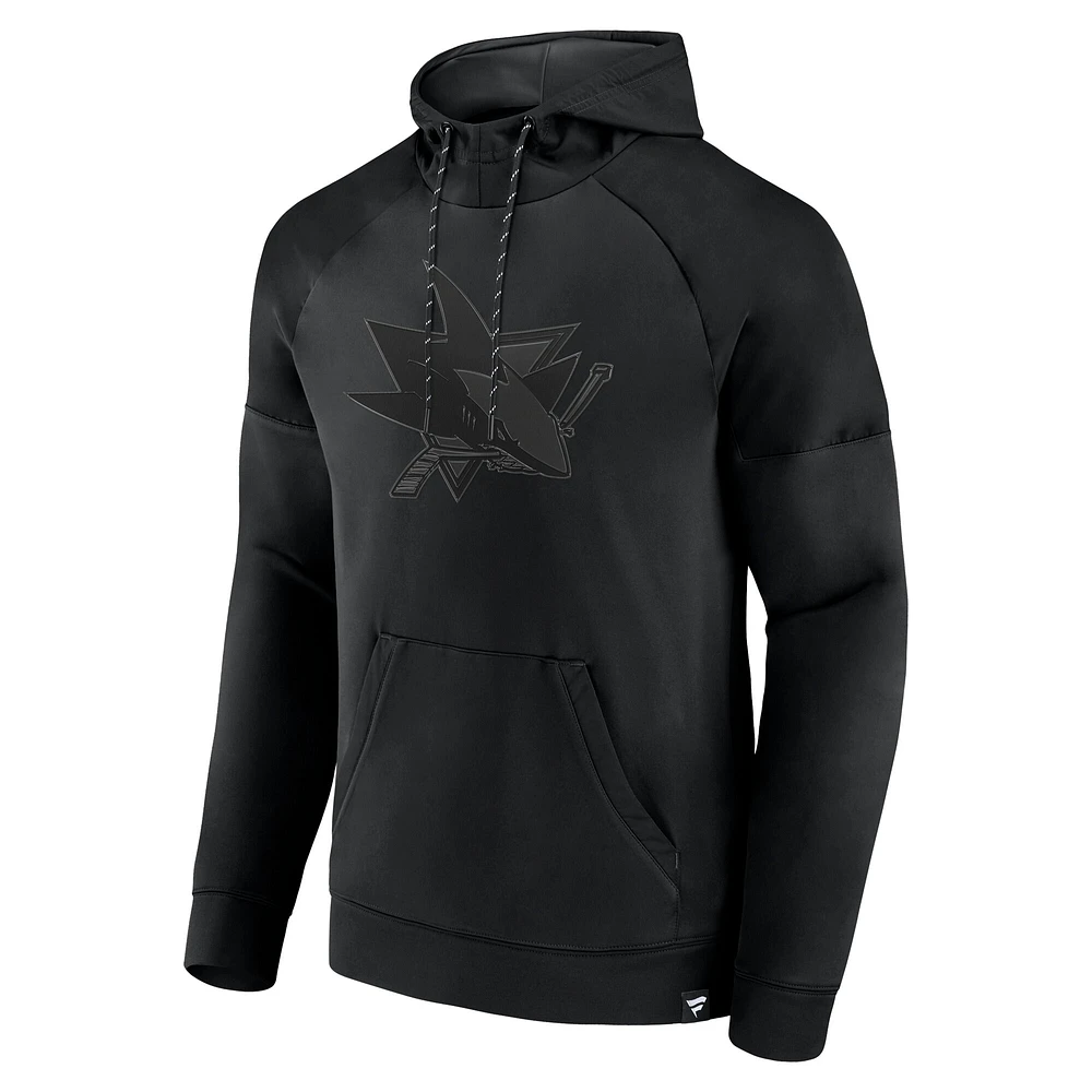 Men's Fanatics  San Jose Sharks Black Ice Defender Raglan Pullover Hoodie