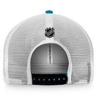 Casquette Snapback Authentic Pro Rink Trucker Fanatics pour hommes, bleu sarcelle/blanc, San Jose Sharks