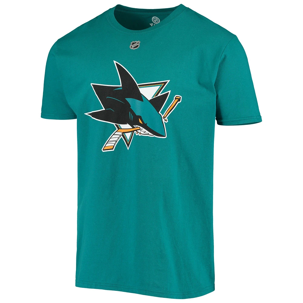 T-shirt avec nom et numéro de joueur des Sharks San Jose Fanatics Teal Logan Couture pour hommes