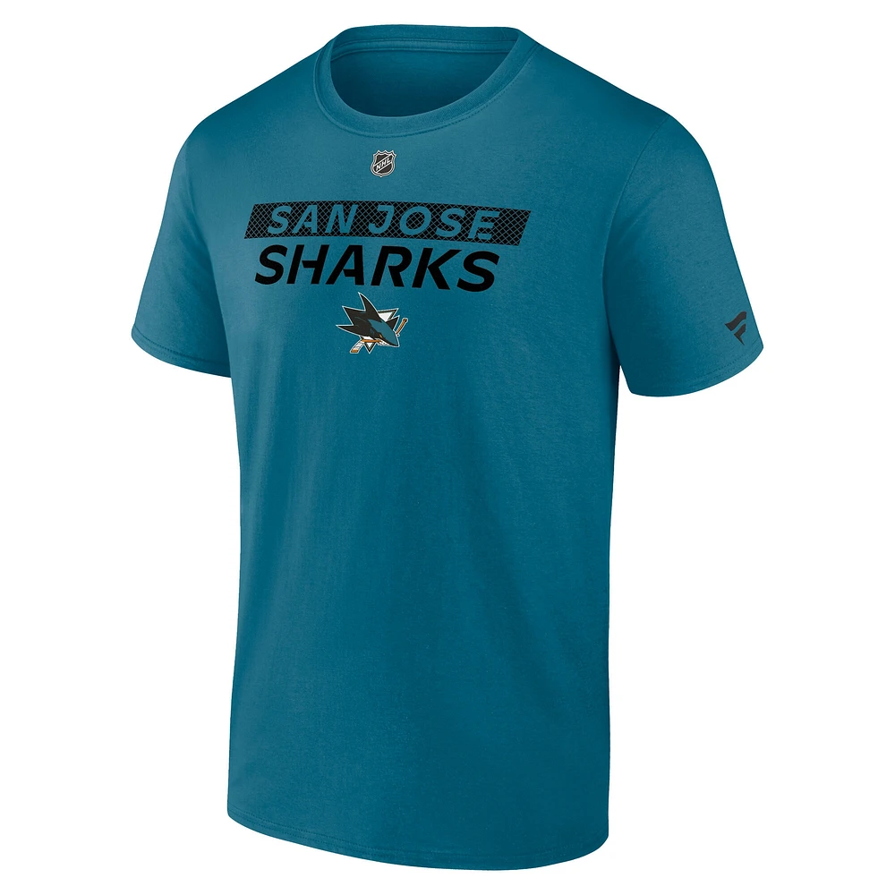 T-shirt Fanatics Teal Authentic Pro Core pour homme des Sharks de San Jose