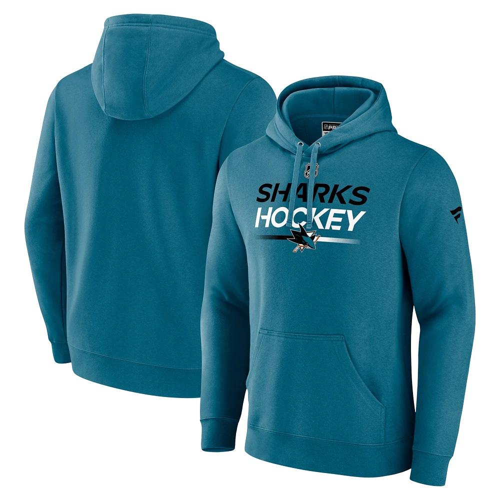 Sweat à capuche authentique Pro pour hommes Fanatics Sarcelle San Jose Sharks