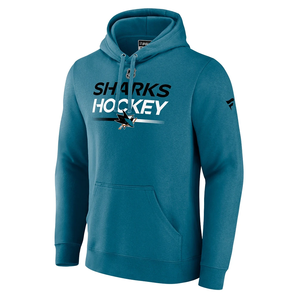Sweat à capuche authentique Pro pour hommes Fanatics Sarcelle San Jose Sharks