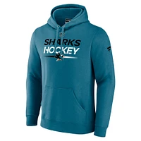 Sweat à capuche authentique Pro pour hommes Fanatics Sarcelle San Jose Sharks