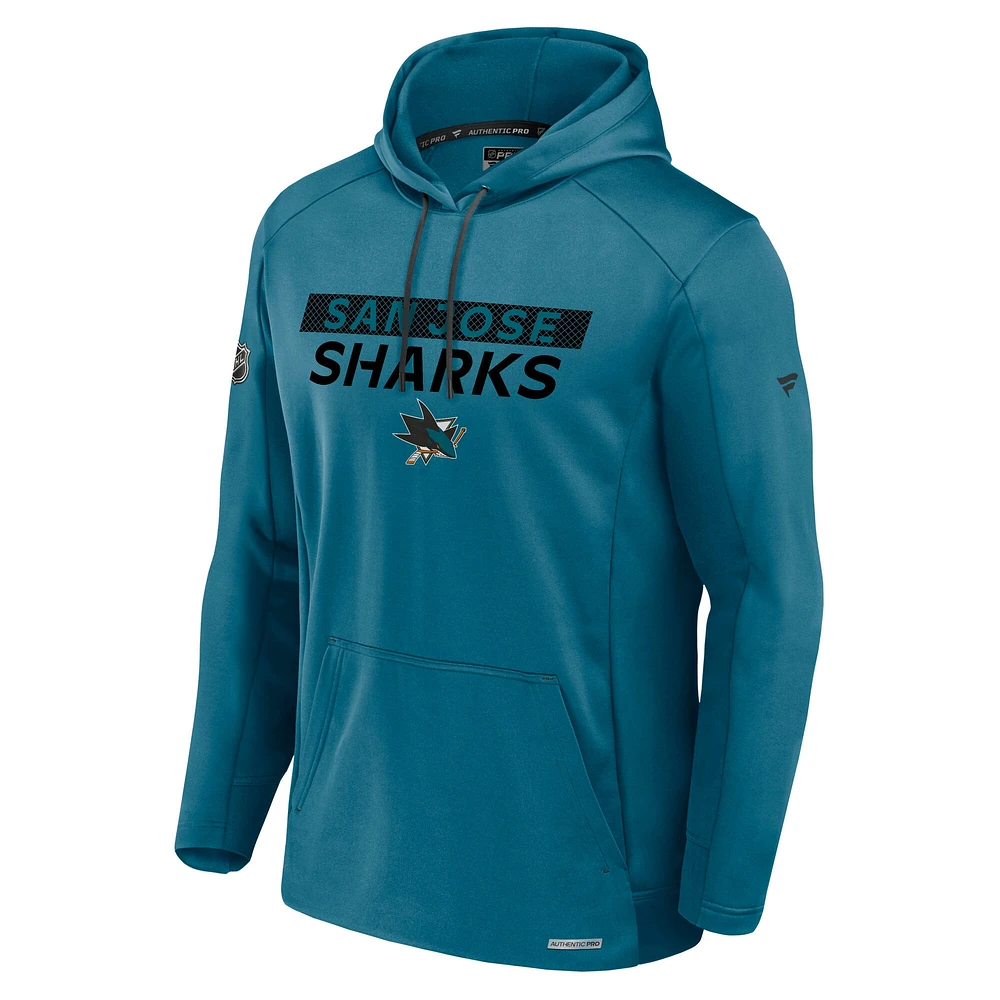 Men's Fanatics  Teal San Jose Sharks Authentic Pro Rink Fleece Pullover Hoodie