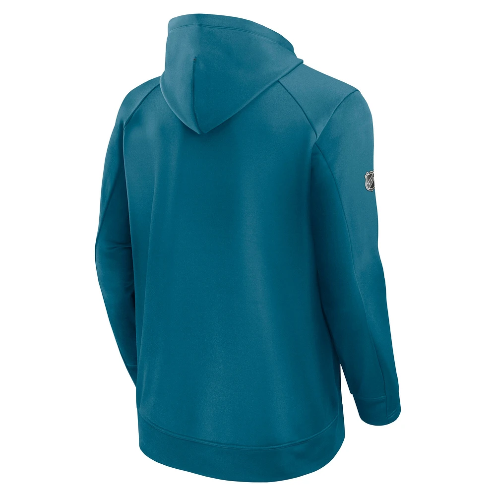 Men's Fanatics  Teal San Jose Sharks Authentic Pro Rink Fleece Pullover Hoodie