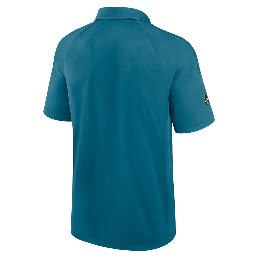 Polo authentique Pro Rink San Jose Sharks bleu sarcelle Fanatics pour homme