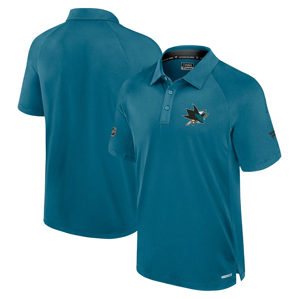 Polo authentique Pro Rink San Jose Sharks bleu sarcelle Fanatics pour homme