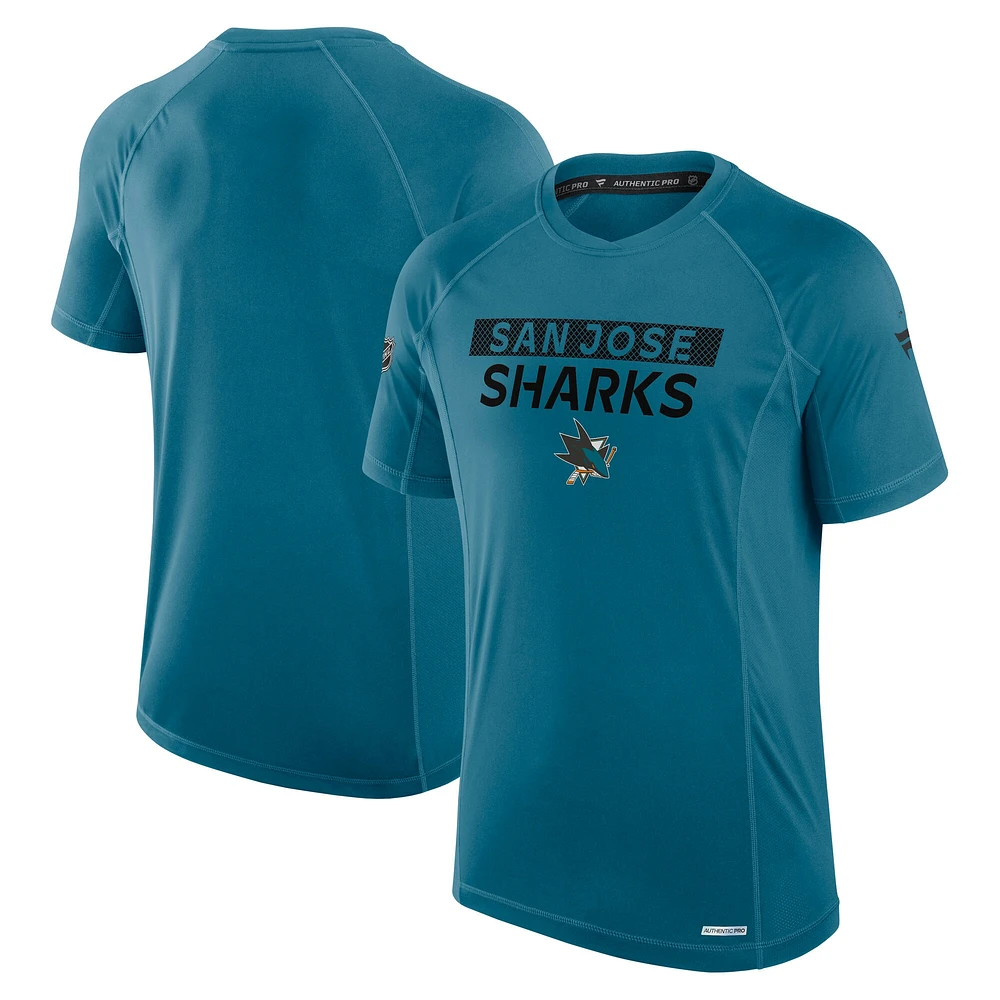 T-shirt technique authentique Pro Rink pour homme Fanatics Teal San Jose Sharks