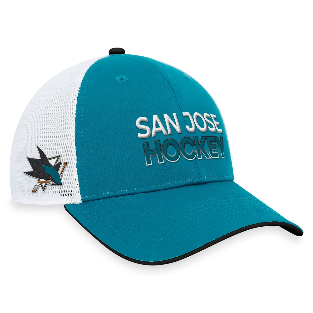 Casquette réglable authentique Pro Rink Trucker Fanatics Sarcelle San Jose Sharks pour hommes