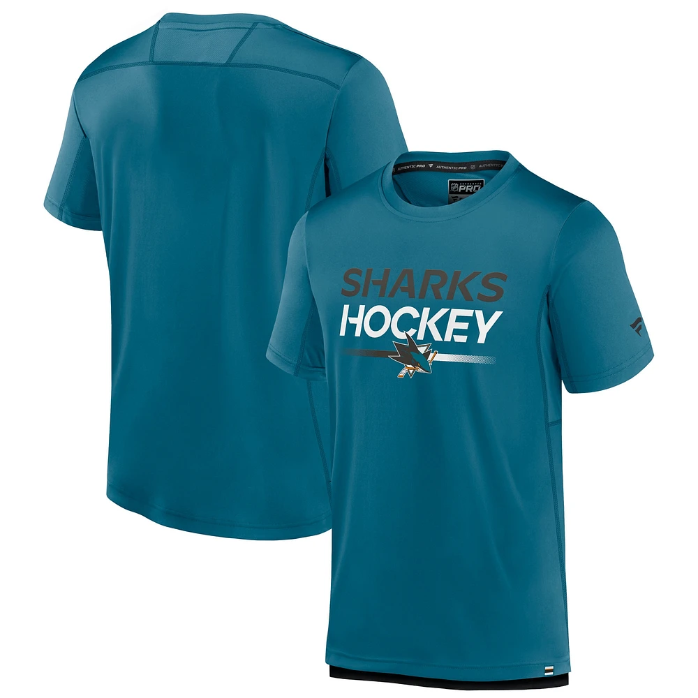 Men's Fanatics  Teal San Jose Sharks Authentic Pro Tech T-Shirt