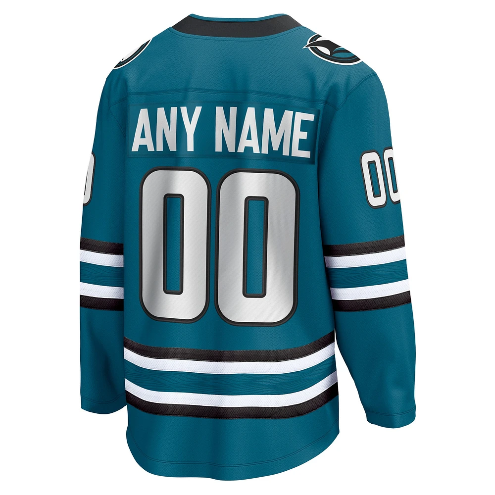 Fanatics pour hommes sarcelle San Jose Sharks Domicile - Maillot personnalisé Premier Breakaway