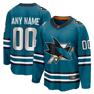 Fanatics pour hommes sarcelle San Jose Sharks Domicile - Maillot personnalisé Premier Breakaway