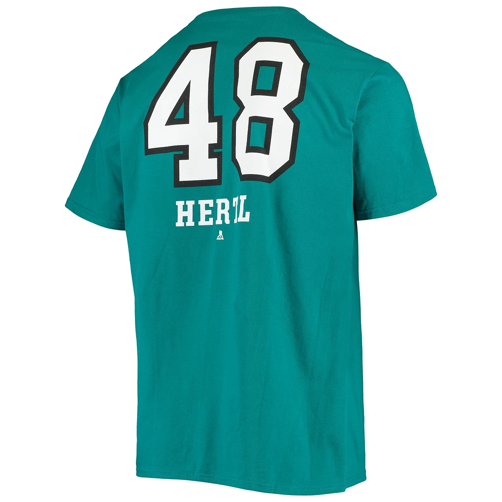 Men's Fanatics Tomas Hertl Teal San Jose Sharks Underdog Name & Number T-Shirt