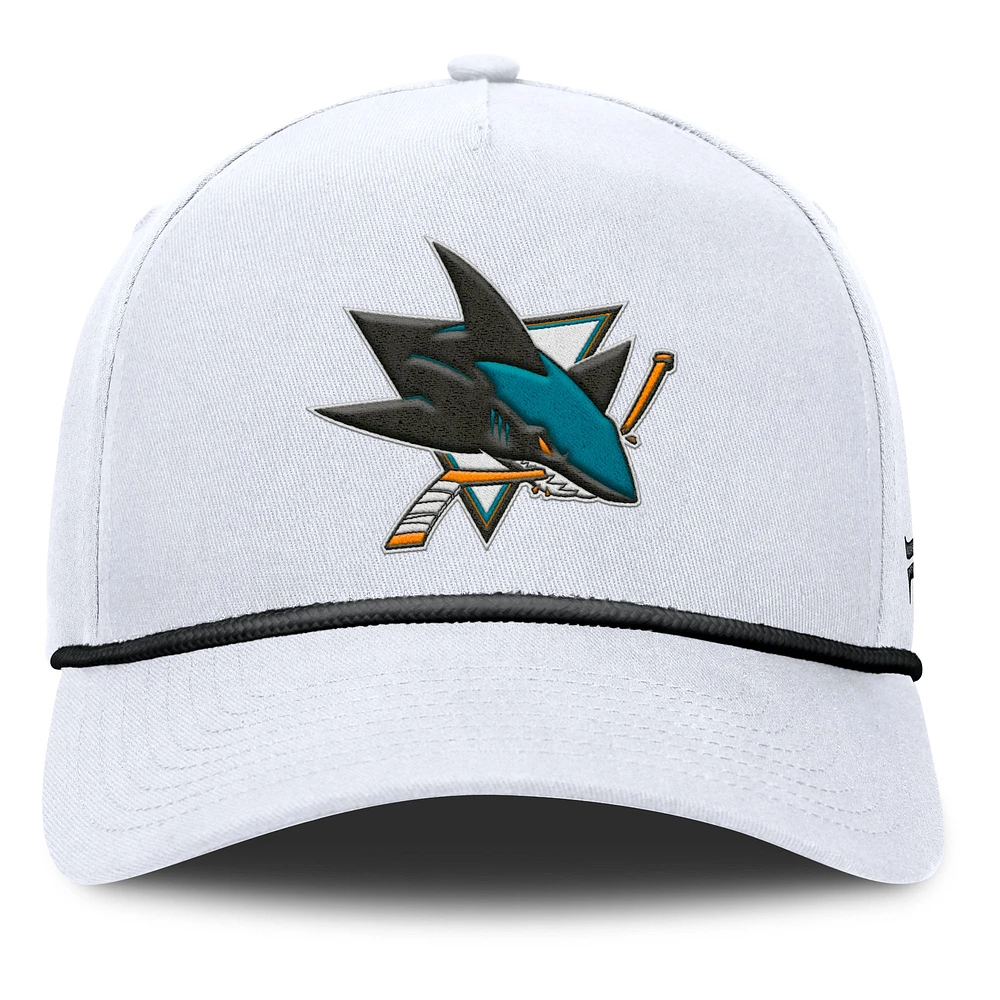 Men's Fanatics White San Jose Sharks Rope A-Frame Adjustable Hat