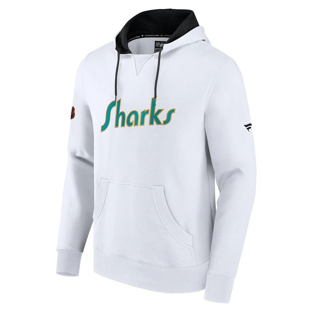 Sweat à capuche blanc avec logo de l'équipe Fanatics pour hommes, édition spéciale 2.0 des Sharks San Jose