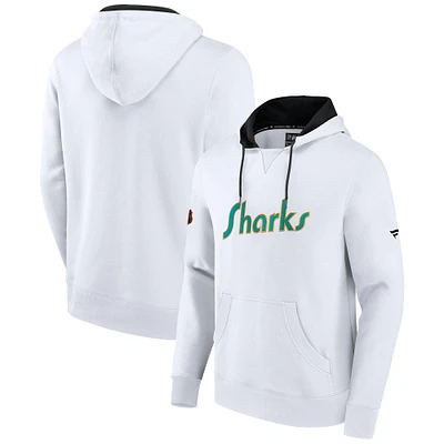 Sweat à capuche blanc avec logo de l'équipe Fanatics pour hommes, édition spéciale 2.0 des Sharks San Jose