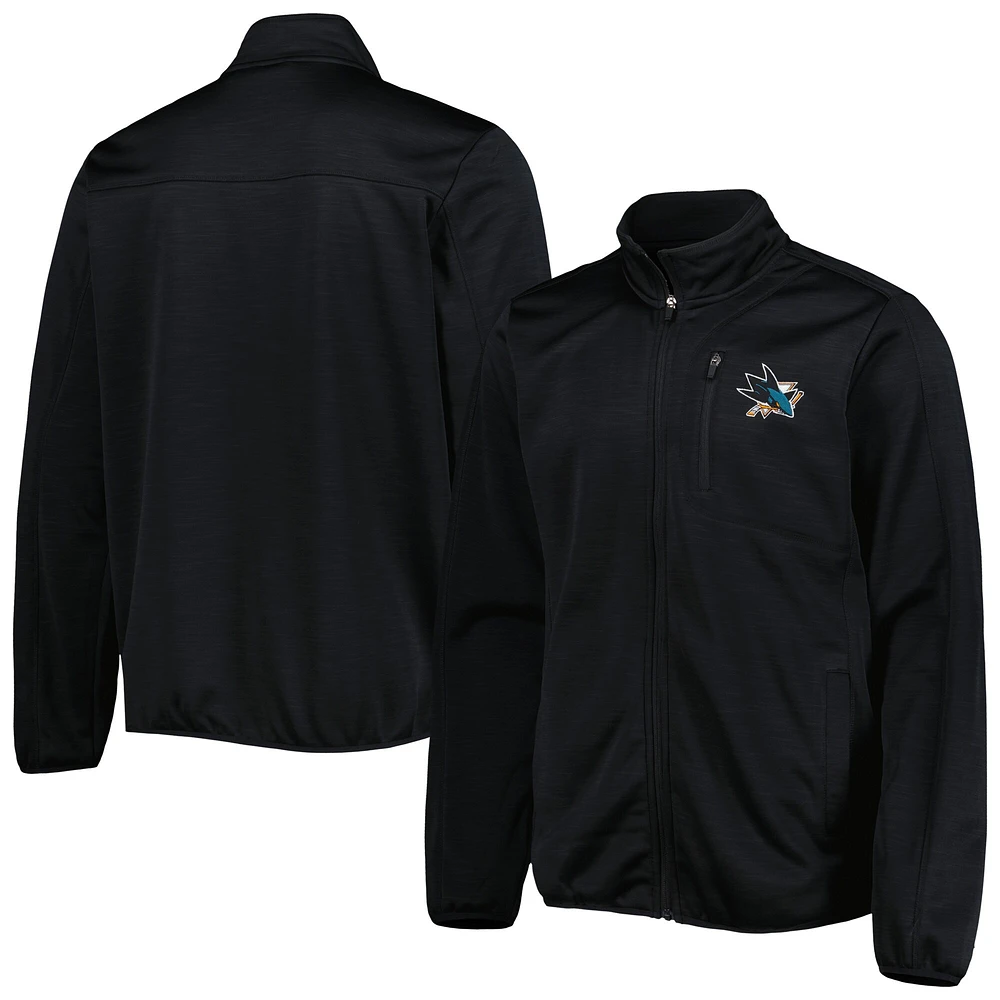 Men's G-III Sports by Carl Banks Black San Jose Sharks Closer Transitional Full-Zip Jacket