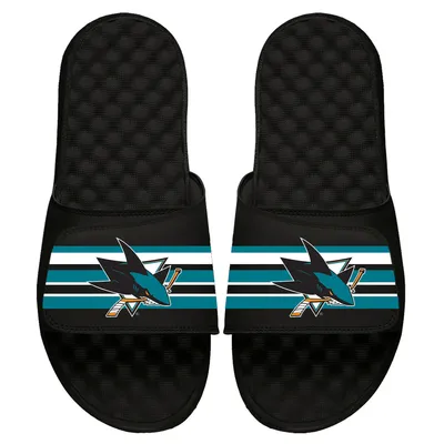 San Jose Sharks ISlide Stripe Logo Slide Sandals - Black