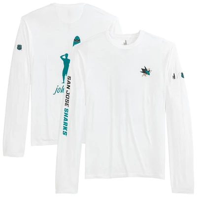 T-shirt à manches longues Adam des Sharks de San Jose pour hommes Johnnie-O blanc