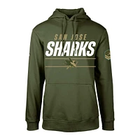 Men's Levelwear Olive San Jose Sharks Delta Podium Fleece Pullover Hoodie