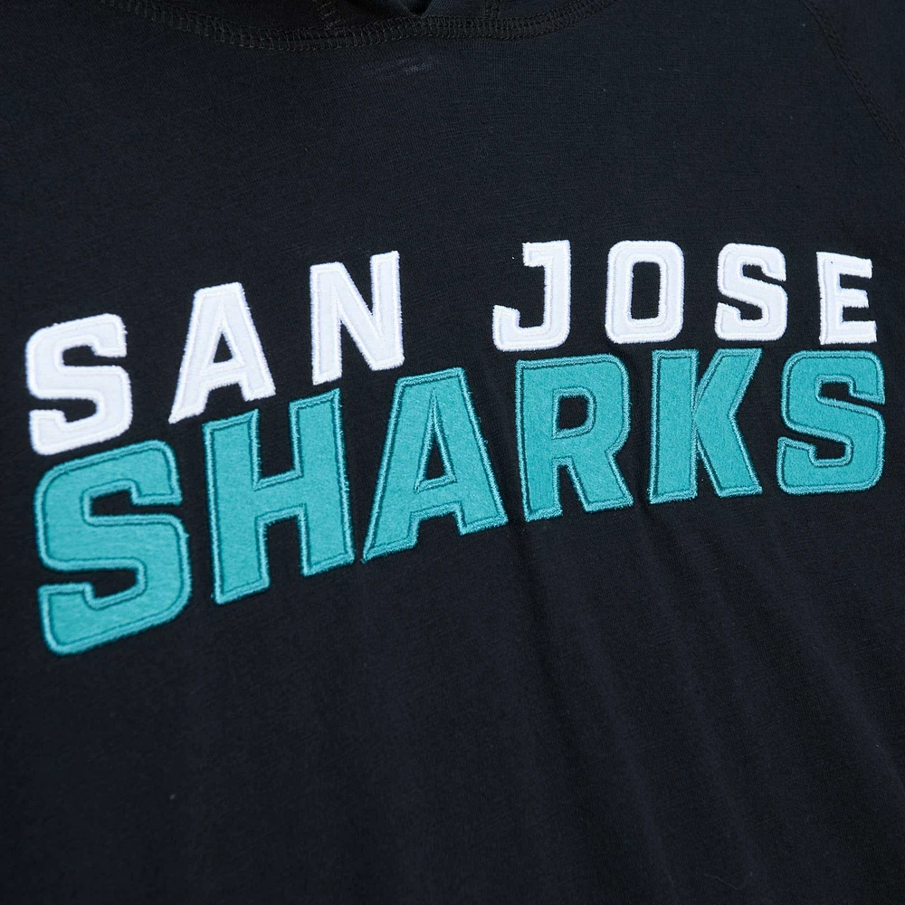 T-shirt à capuche manches longues Legendary Slub Mitchell & Ness pour hommes, noir, San Jose Sharks