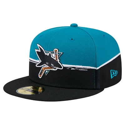 Casquette ajustée San Jose Sharks Vintage Color Dip 59FIFTY New Era pour homme, noir/bleu sarcelle