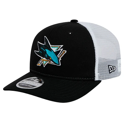 Men's New Era Black San Jose Sharks Core Trucker 9SEVENTY Stretch-Snap Hat