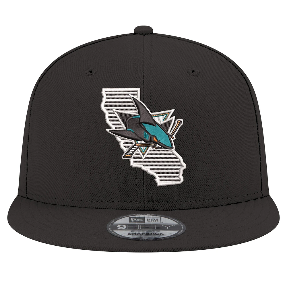 Casquette snapback 9FIFTY noire New Era pour homme, motif State Pride des Sharks de San Jose