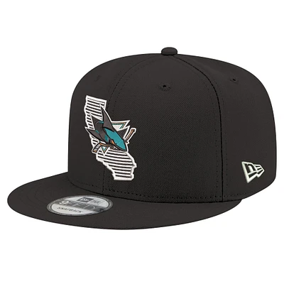 Casquette snapback 9FIFTY noire New Era pour homme, motif State Pride des Sharks de San Jose