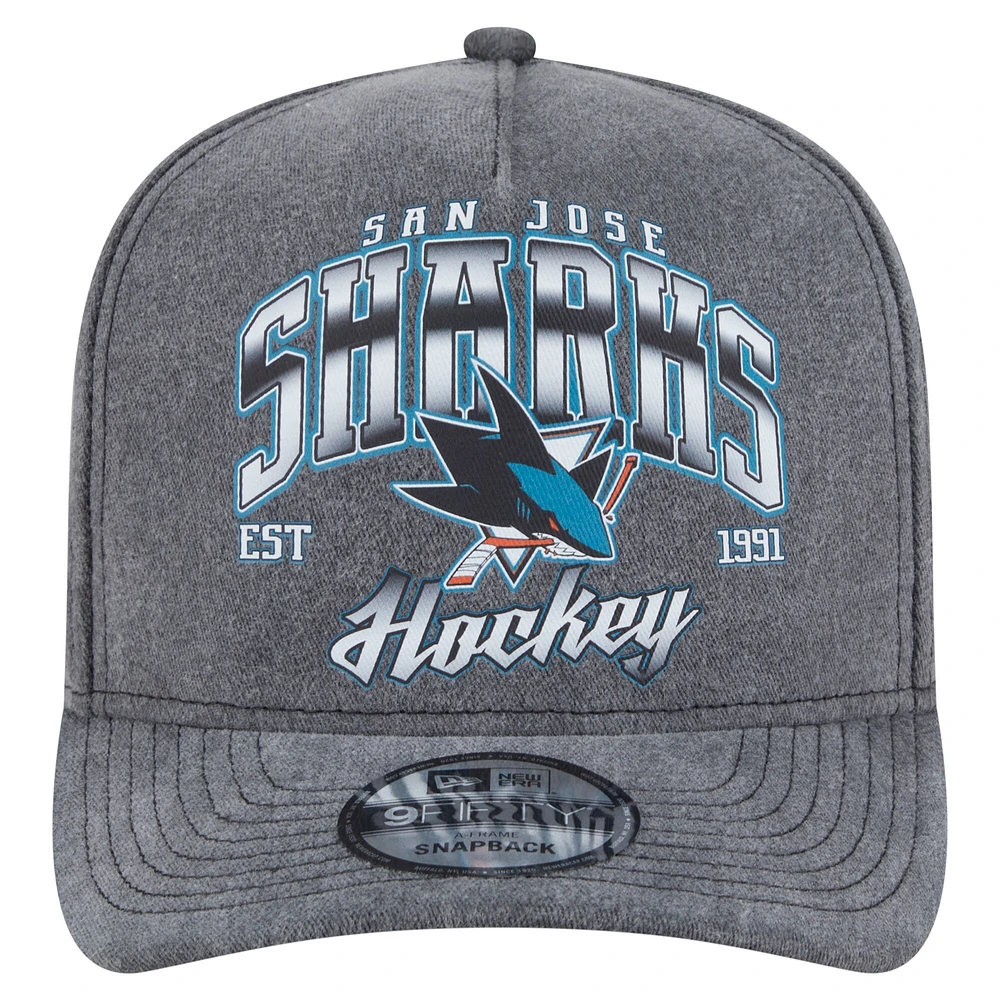 Casquette snapback pré-courbée 9FIFTY des Sharks de San Jose de New Era pour homme, couleur anthracite