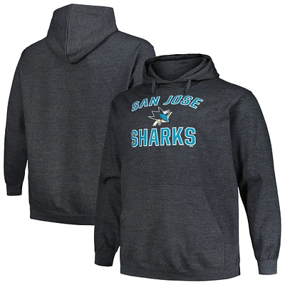 Sweat à capuche pour hommes Profile Heather Charcoal San Jose Sharks Big & Tall Arch Over Logo