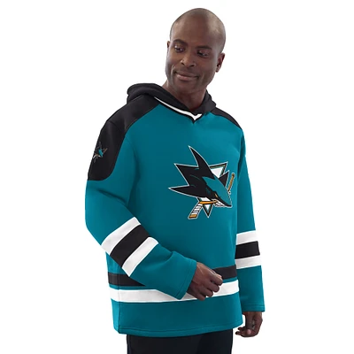 Sweat à capuche de hockey pour homme Starter Teal/Black San Jose Sharks