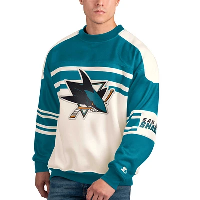 Sweat-shirt à col rond en polaire Starter White San Jose Sharks Defense pour hommes